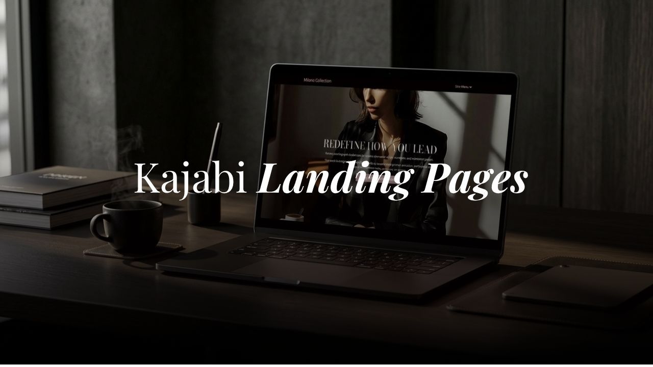 Kajabi landing page displayed on a laptop