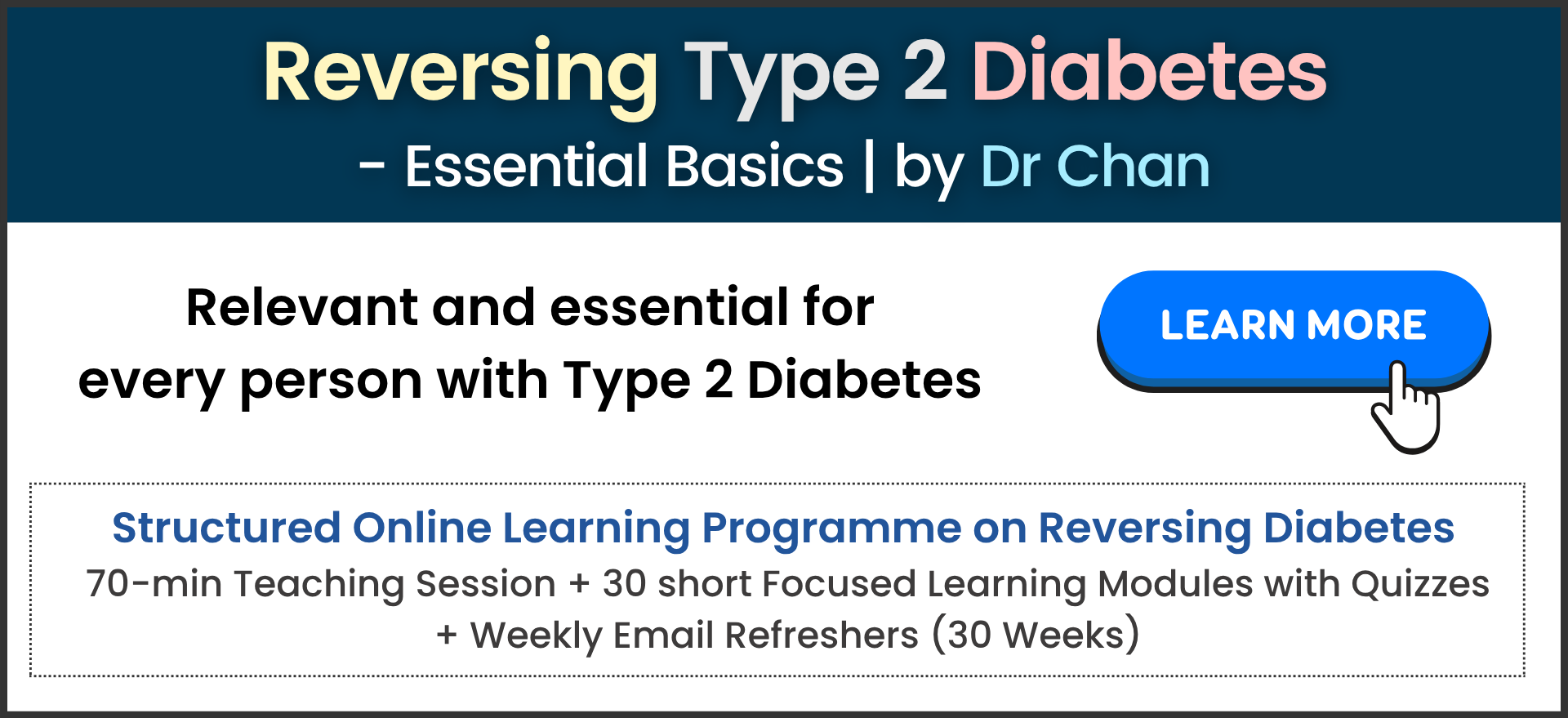 The Diabetes Reversal Programme by Dr Chan Tat Hon