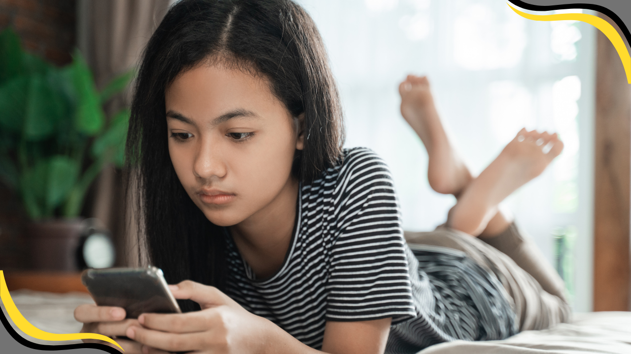 teenager scrolling on social media