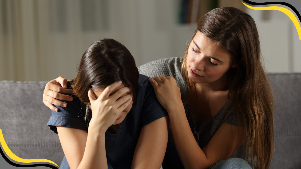 teen conforted by mother