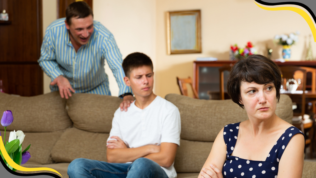 teen and parent upset after a fight