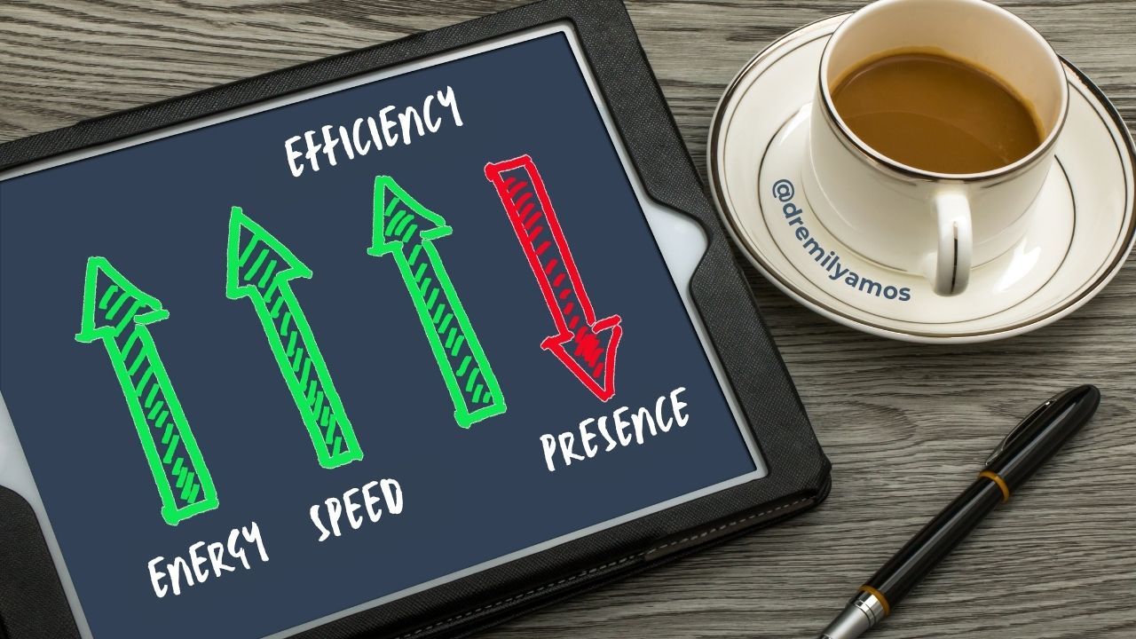 Graph showing presence goes down while efficiency goes up