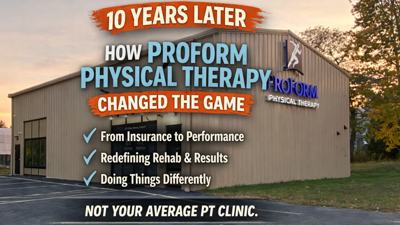 ProForm Physical Therapy clinic exterior in Salisbury, MA, showcasing a performance-based physical therapy facility celebrating 10 years of growth and innovation.