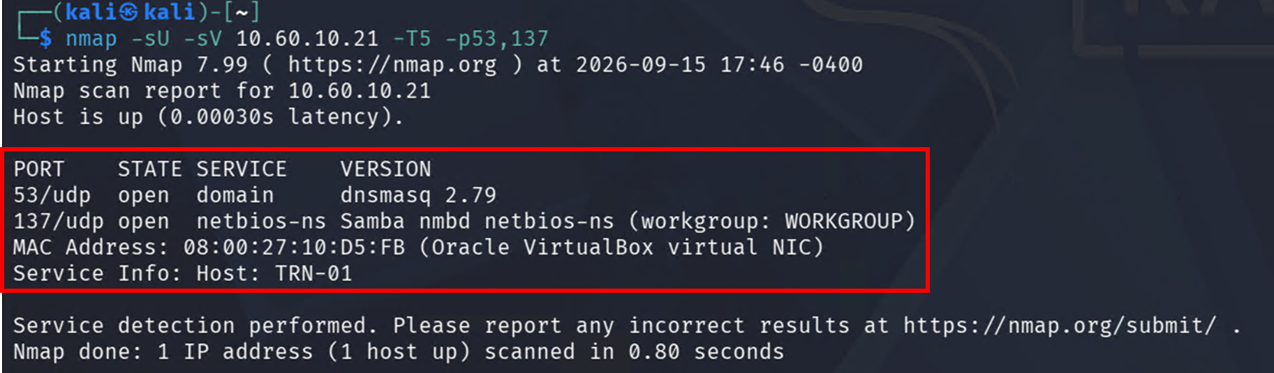 Detección de servicios y versiones UDP con Nmap