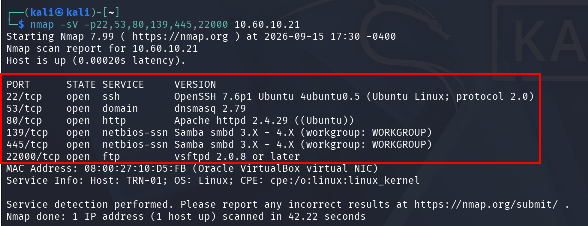 Detección de servicios y versiones TCP con Nmap