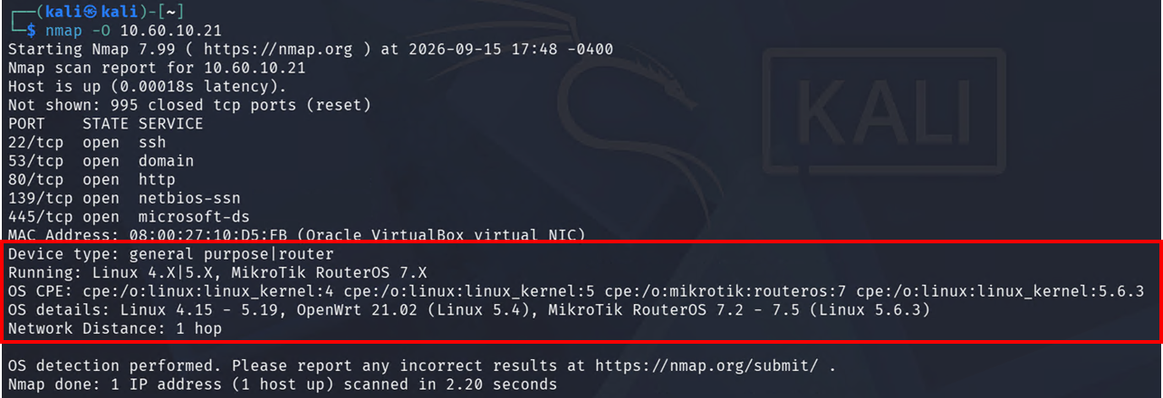 Detección del sistema operativo con Nmap OS Fingerprinting
