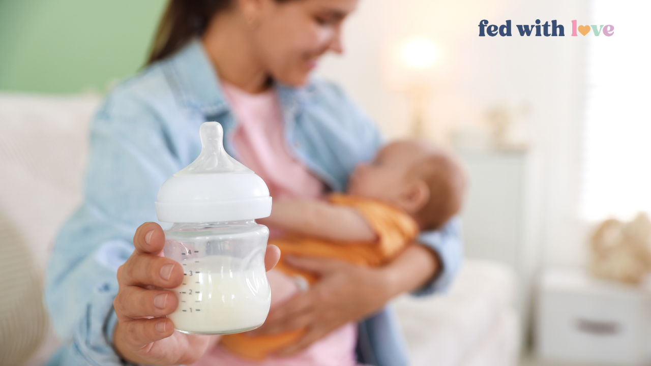 Paced bottle feeding position with baby held upright during bottle feeding