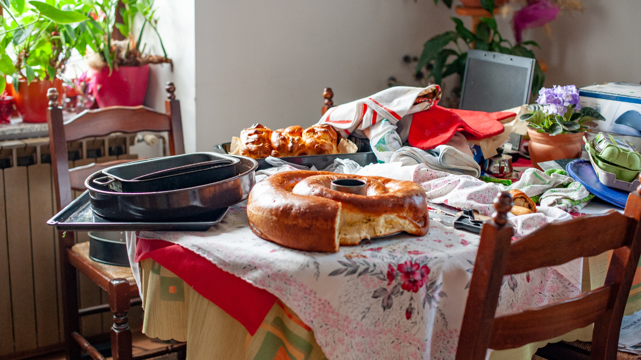 A photo of a table with food.