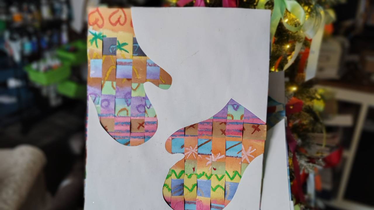 Woven Watercolor Mitten Art