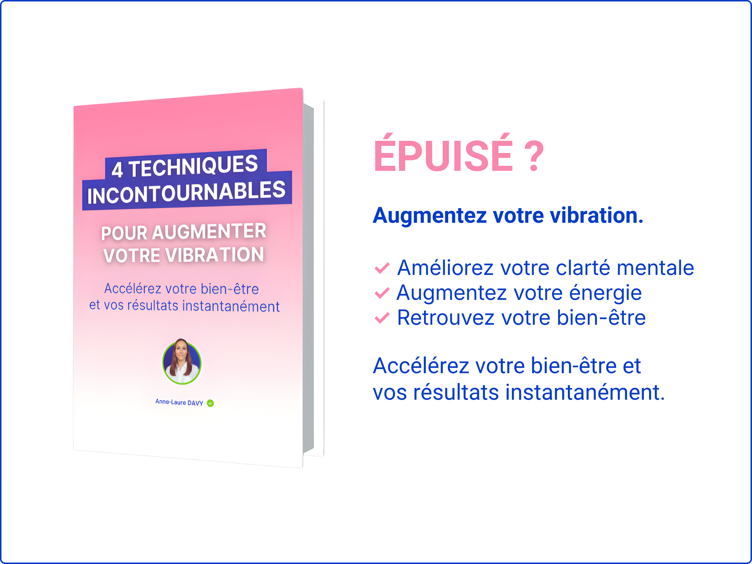 Guide gratuit révélant 4 méthodes pour augmenter sa vibration, sa clarté mentale et son énergie face à l'épuisement