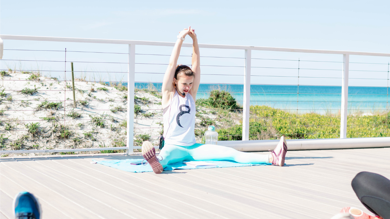 workout, outdoor workout, zyia leggings, beach workout, christian fitness class