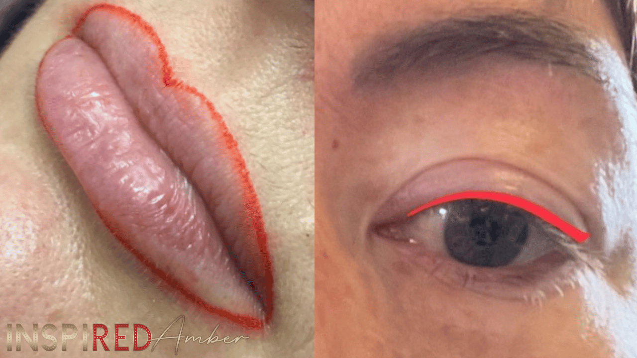 Permanent makeup artist learning from free permanent makeup courses online while practicing brow mapping and machine techniques on latex skin