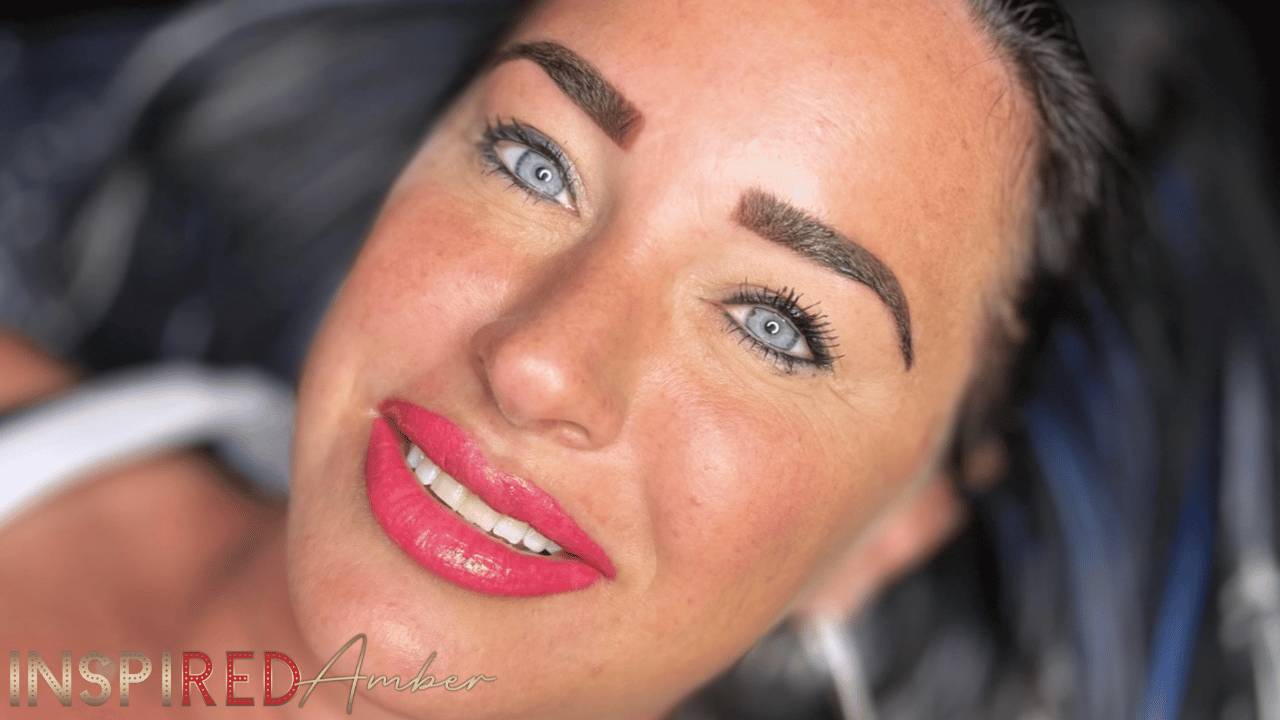 Permanent makeup touch up schedule timeline showing brows, eyeliner, and lip blush fading stages