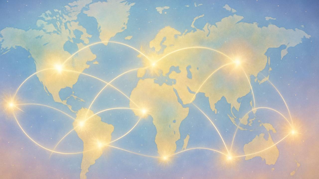 a global map showing Gaia’s Nodes and Nulls as shining points