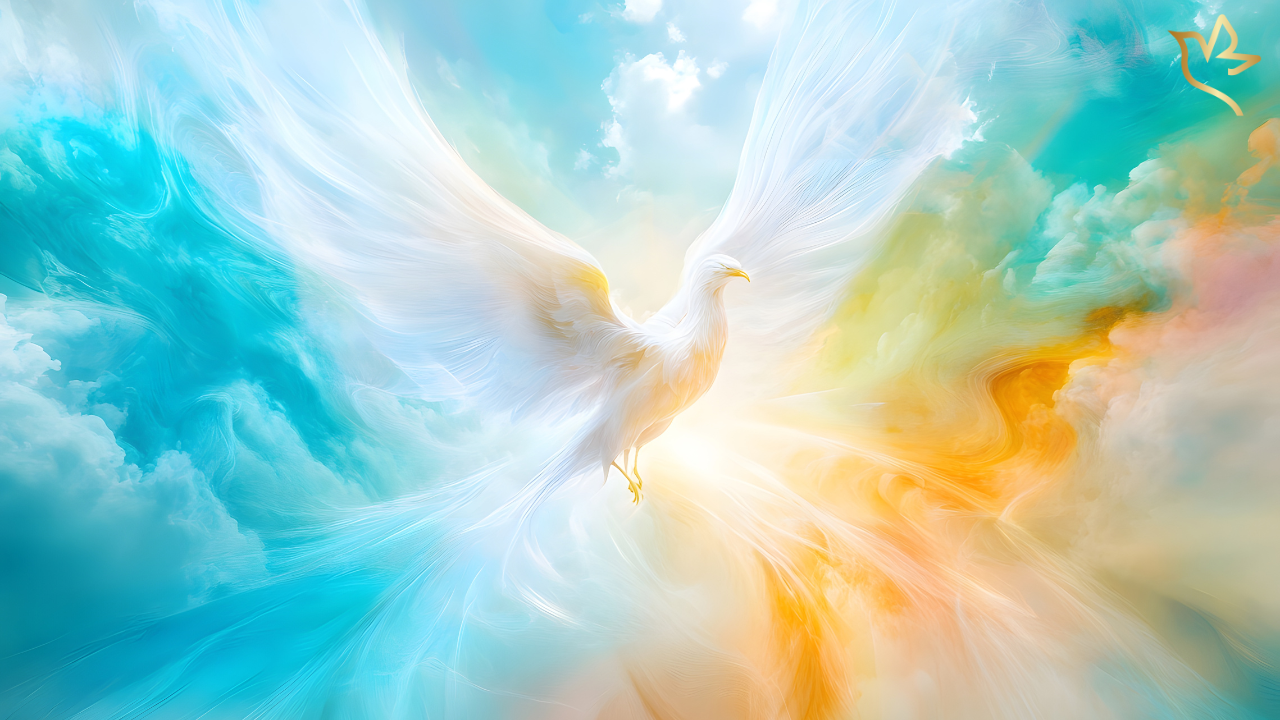 Image of heavenly clouds representing the 'Heaven's View' Digital Funeral Memorial Theme Template Bundle, featuring serene sky and doves design, a tribute to your loved one.