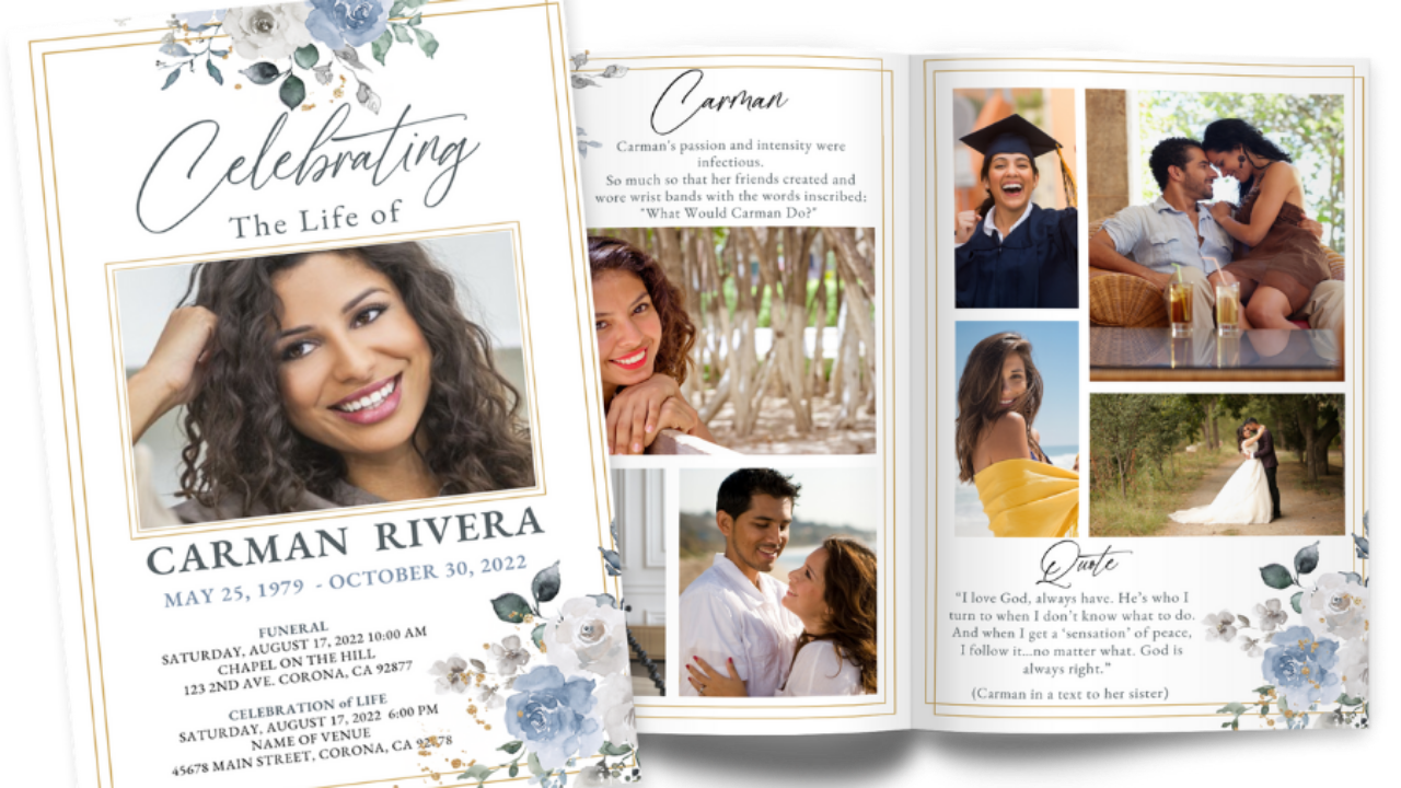 Screenshot of a memorial page featuring a heartfelt tribute and photos of a beloved family member.