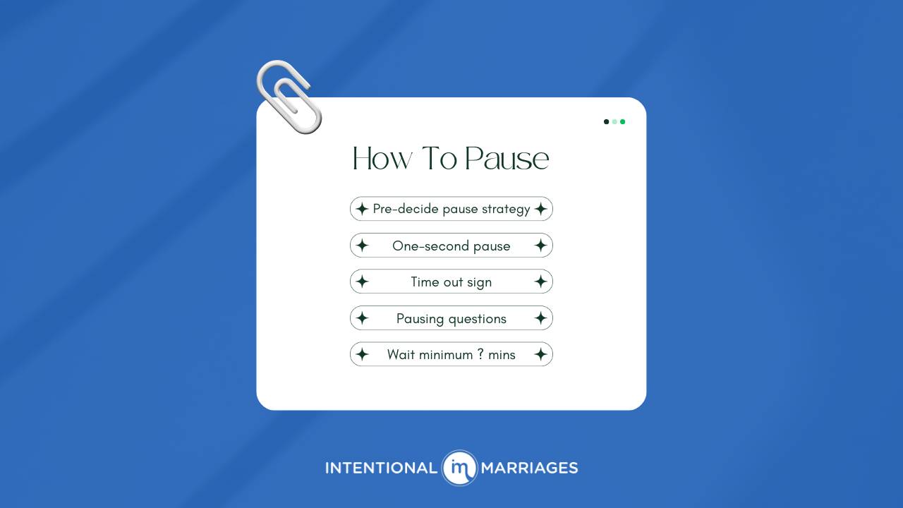 Bullet points about how to pause with a blue background