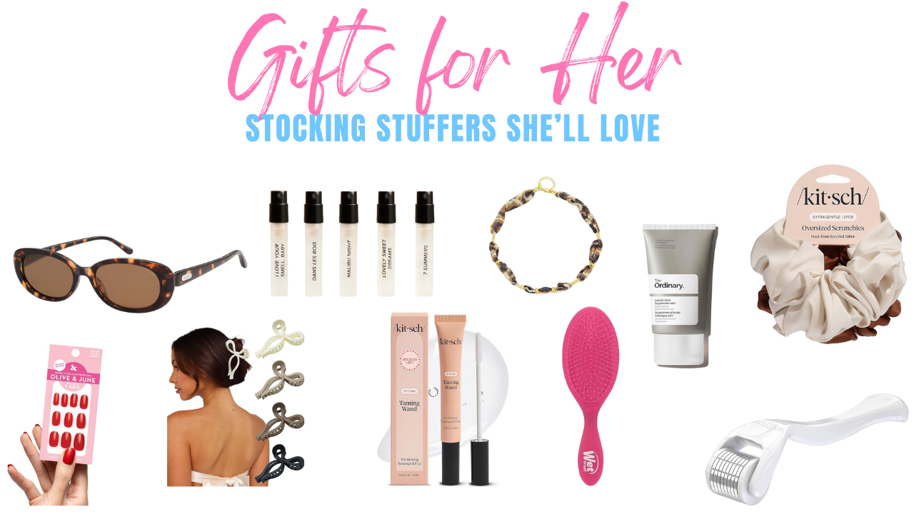 stocking stuffers for women 2025 - non toxic beauty, derma roller, sunglasses