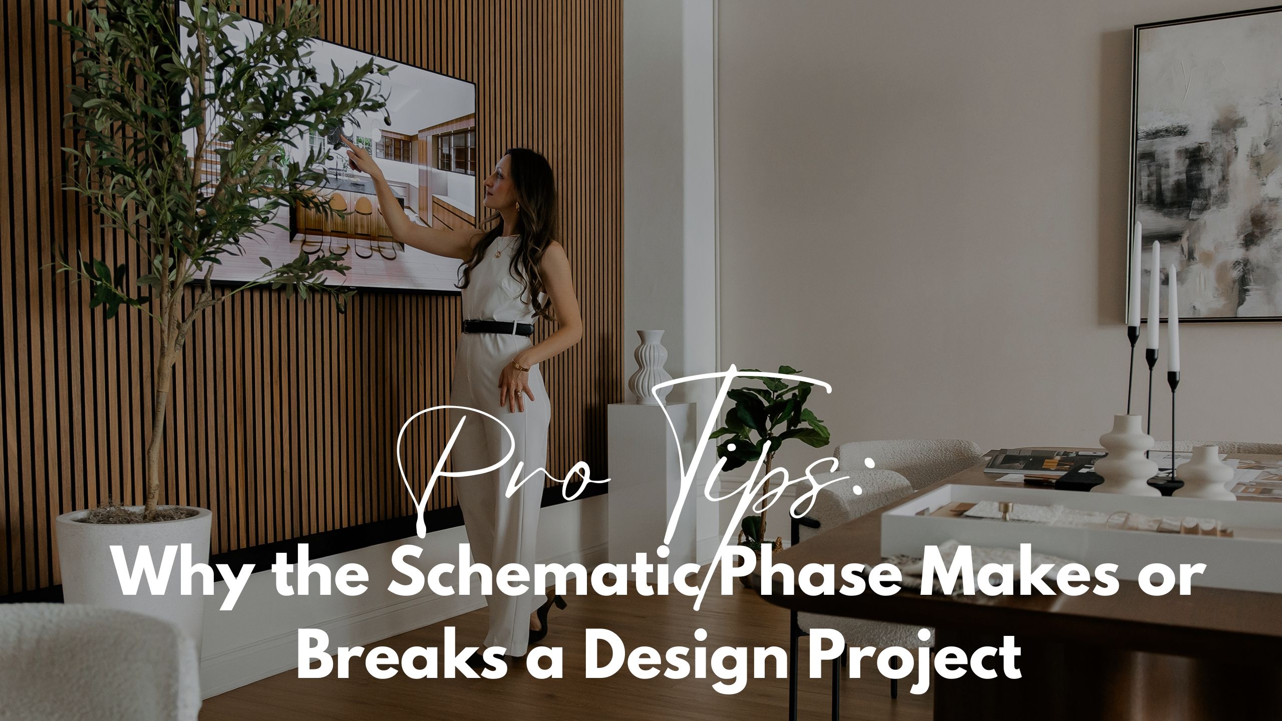 Moodboard and schematic design presentation featuring material samples, layout plans, and inspiration images for a full-home renovation
