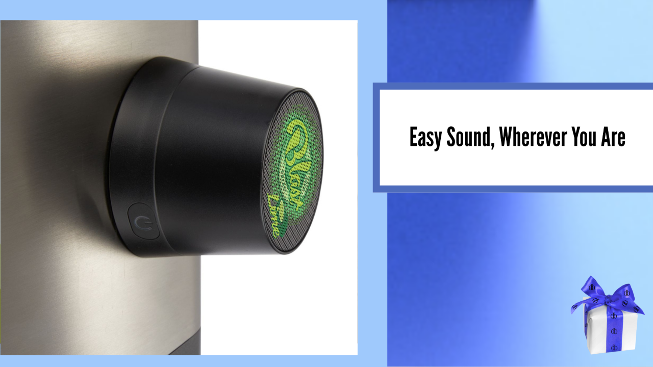 MagSafe-compatible magnetic Bluetooth speaker attached to a smart phone( Not included)e