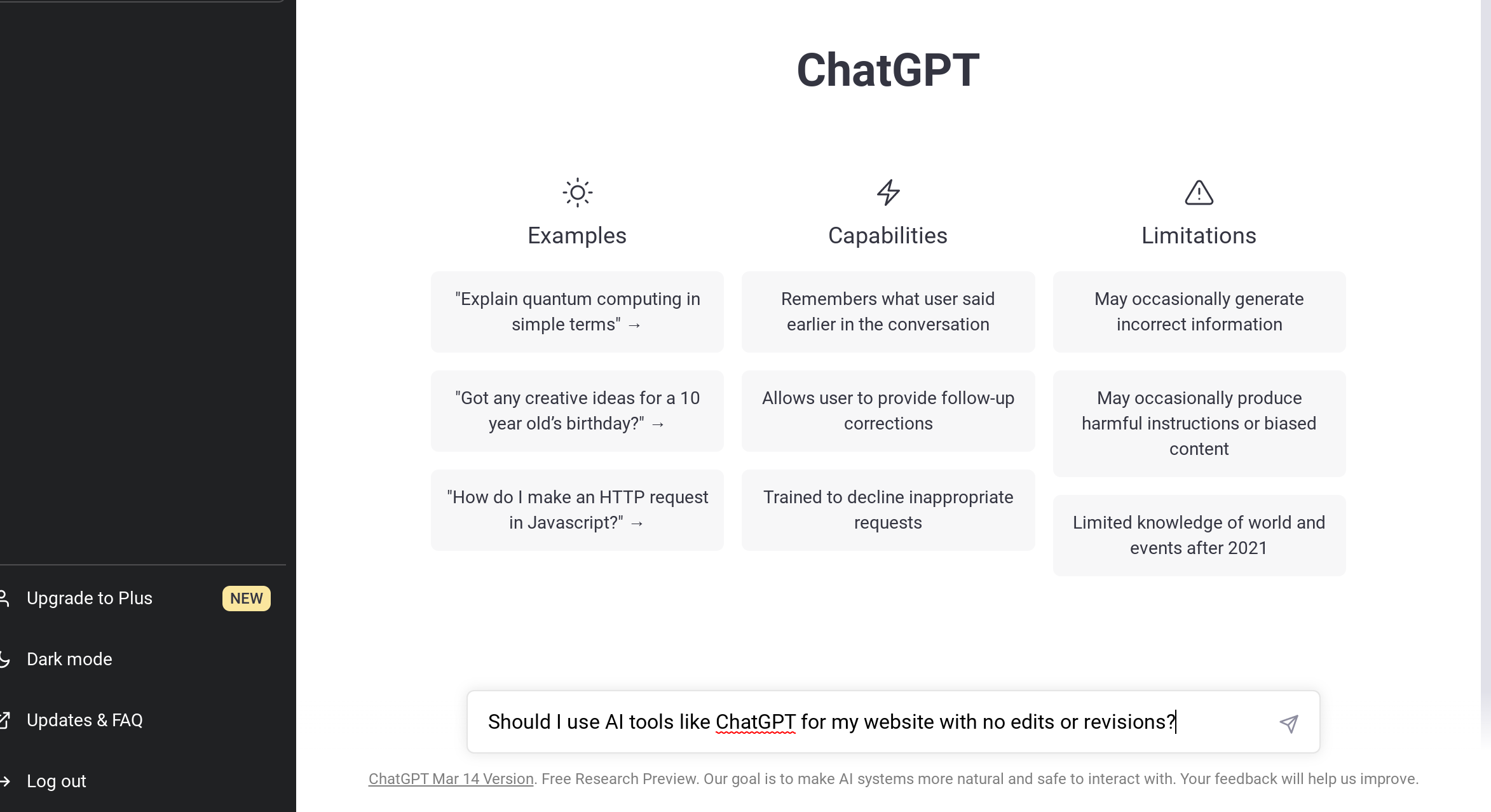 ChatGPT screenshot