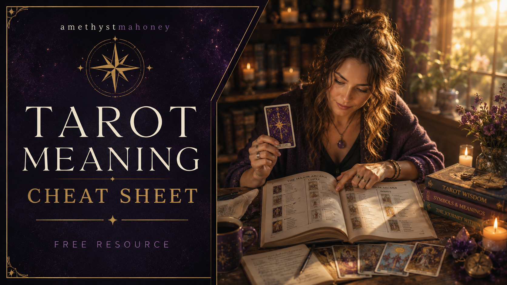 Tarot Meaning Cheat Sheet. Follow this link to get the free resource.