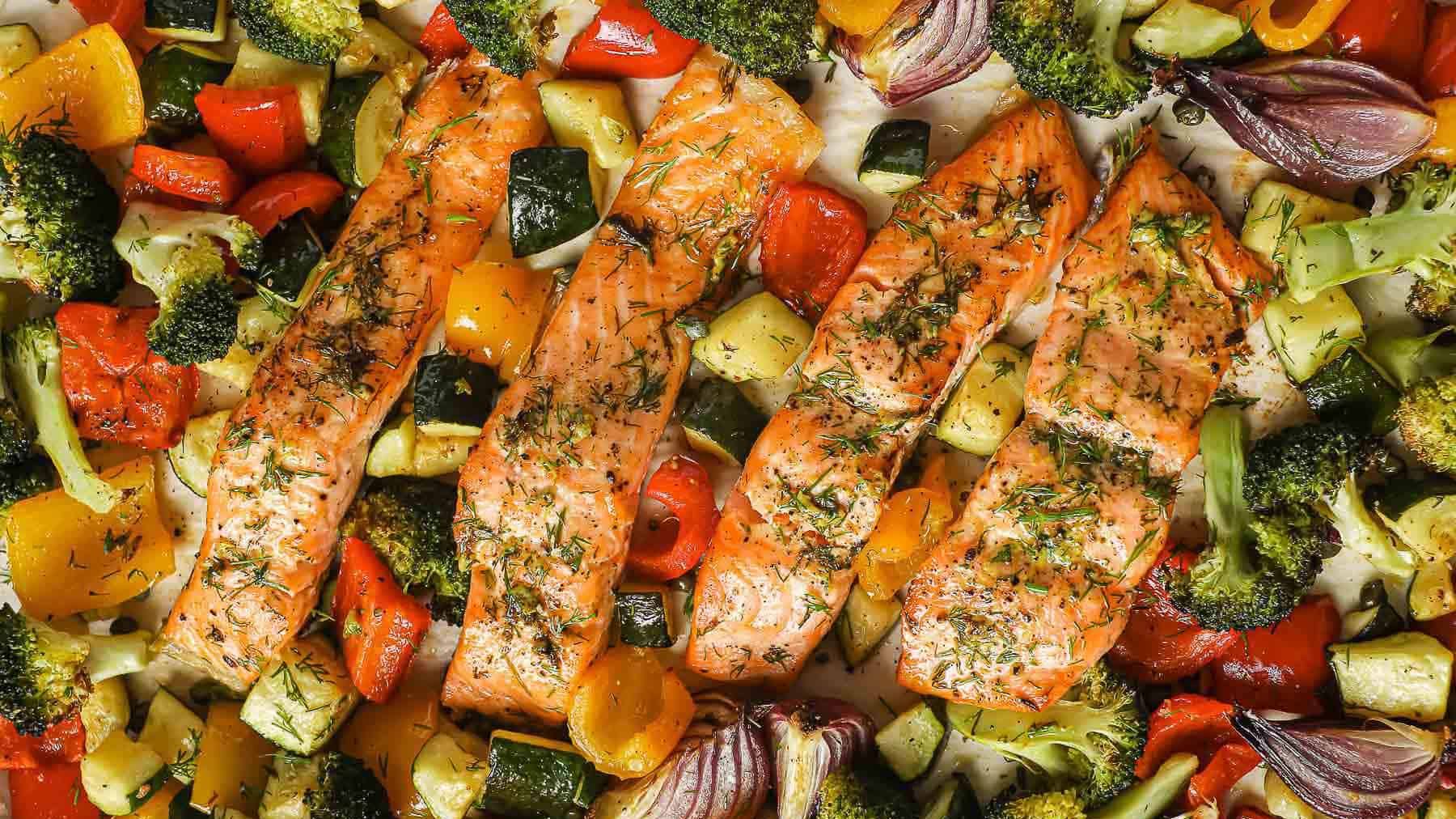 Sheet Pan Lemon Garlic Salmon & Veggies