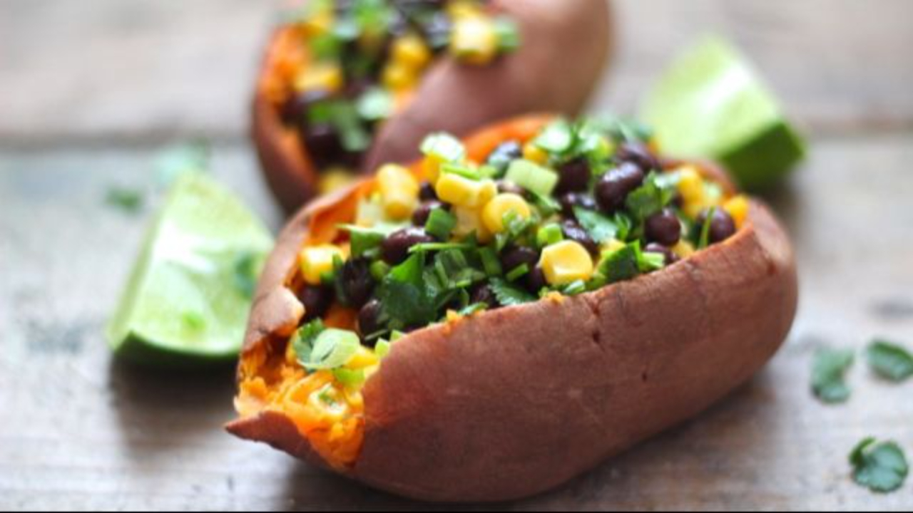 Southwest Black Bean Stuffed Sweet Potatoes