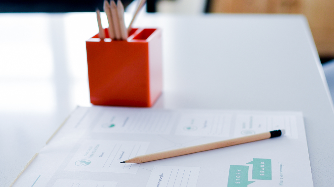 StoryBrand BrandScript on counter with pencils