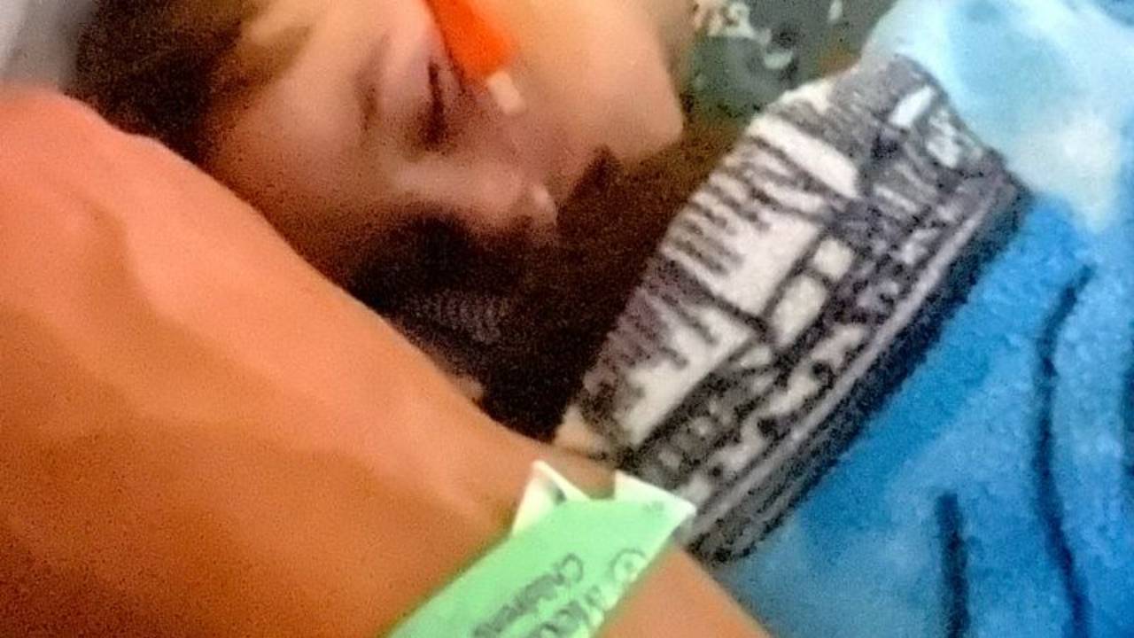 Jeff Schiefelbein in the hospital with his son