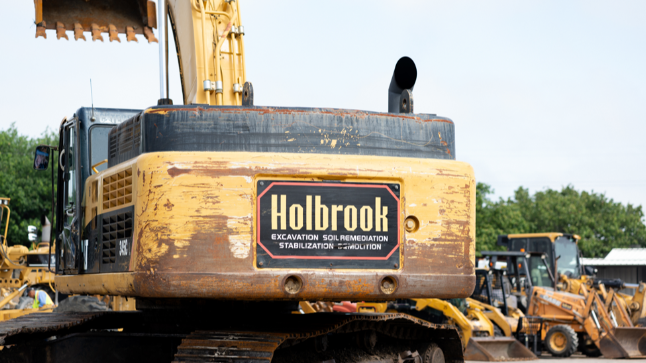 An excavator from Holbrook Construction