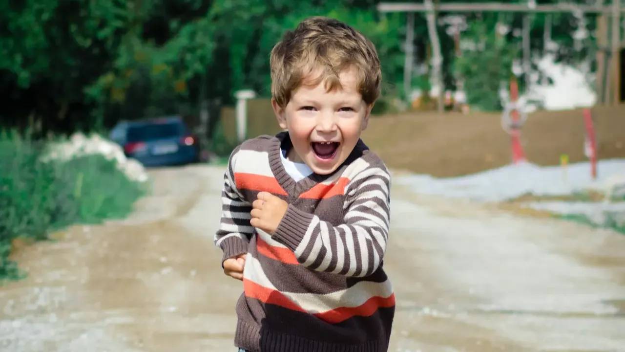 Happy kid running