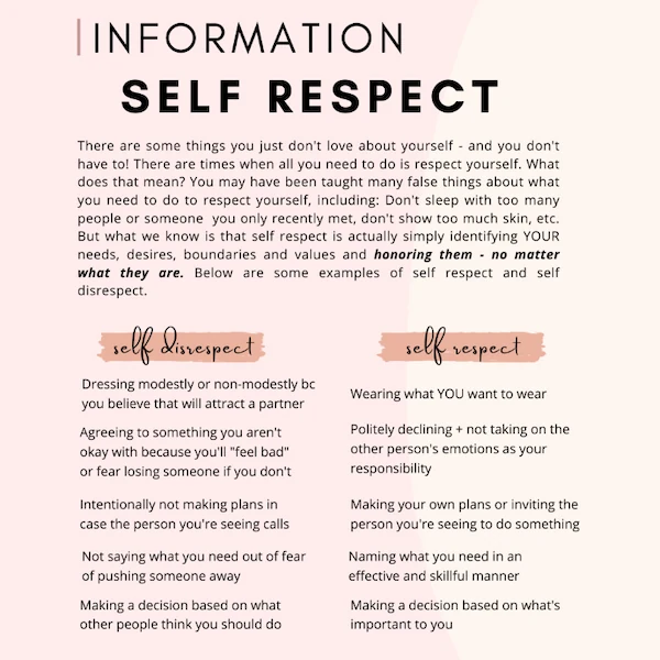 respect yourself vs. disrespecting yourself realize helps overall happiness