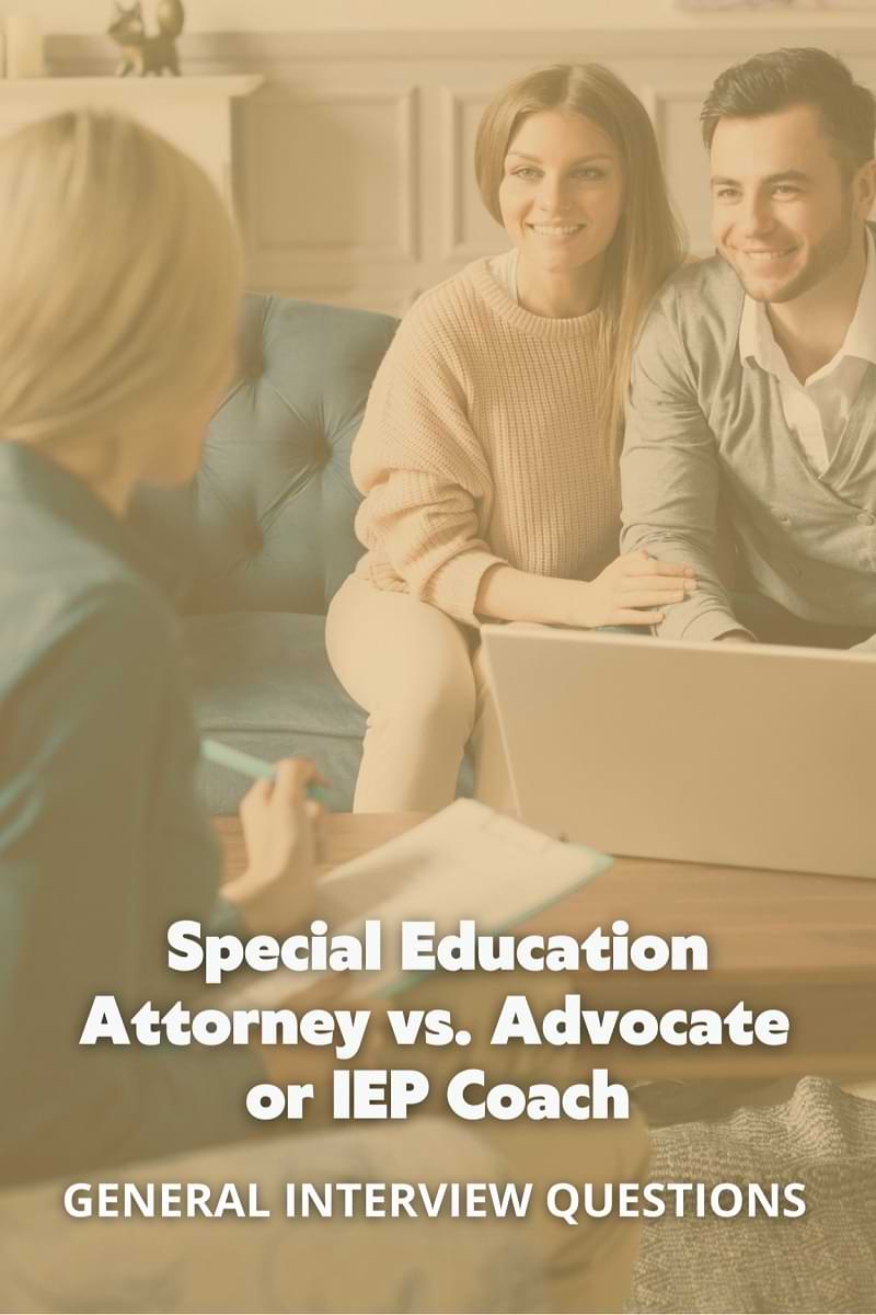 Photo of a woman overlayed with the words'Special Education Attorney vs. Advocate or IEP Coach