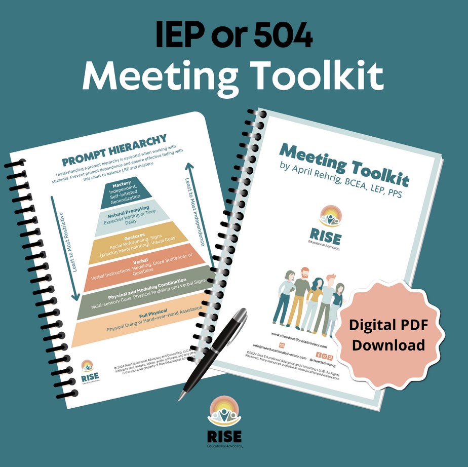 Graphic of the IEP or 504 Meeting Toolkit