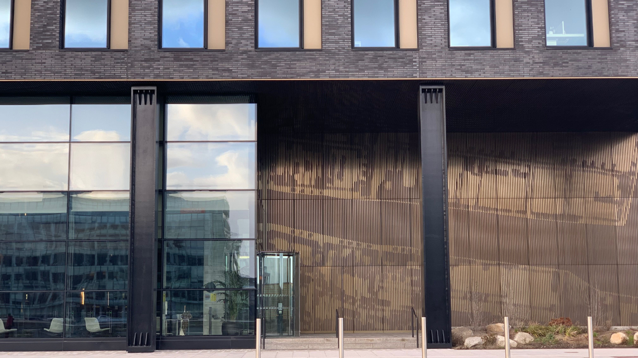 An office building on the North Docks of Dublin's River Liffer