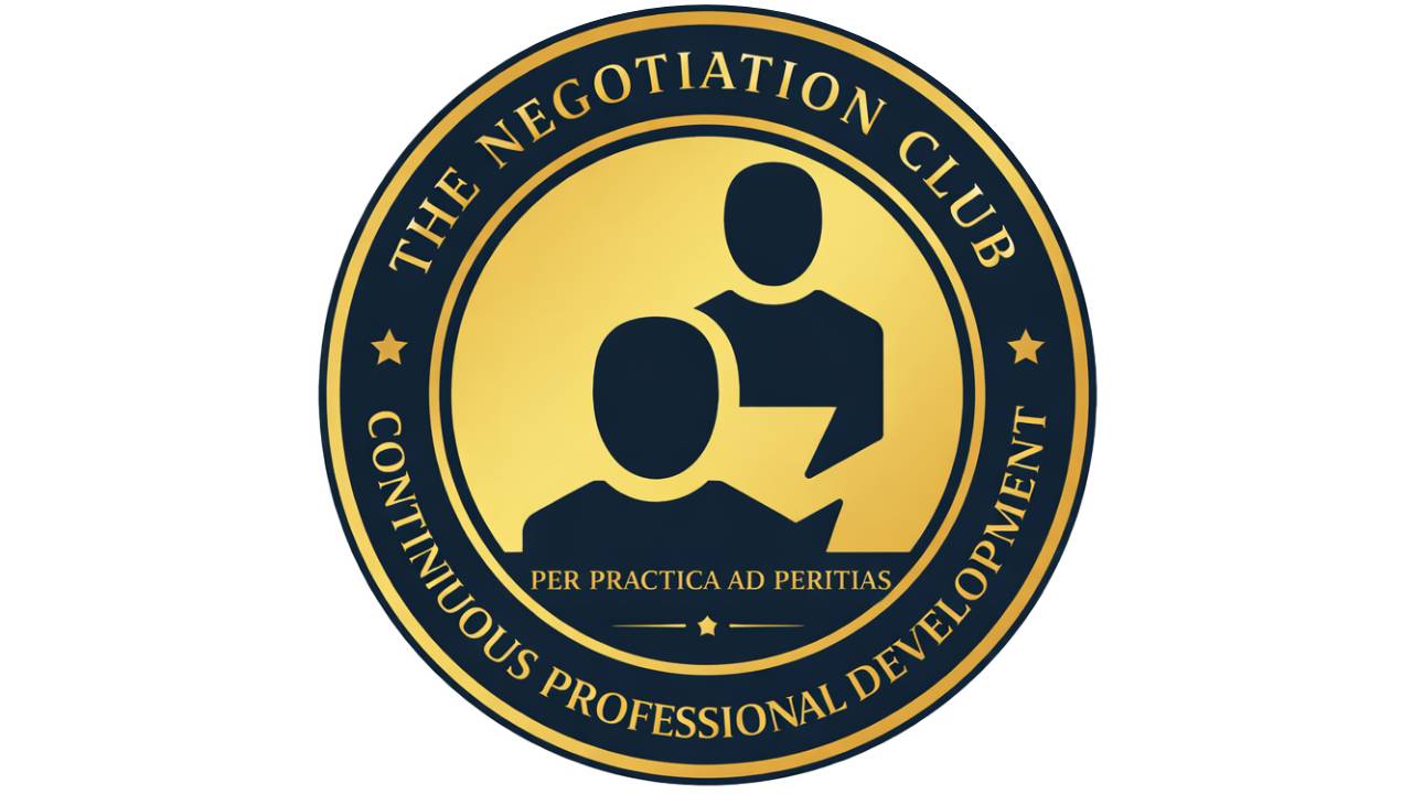 A circular image depicting the Seal Of Professional Development provided by The Negotiation Club