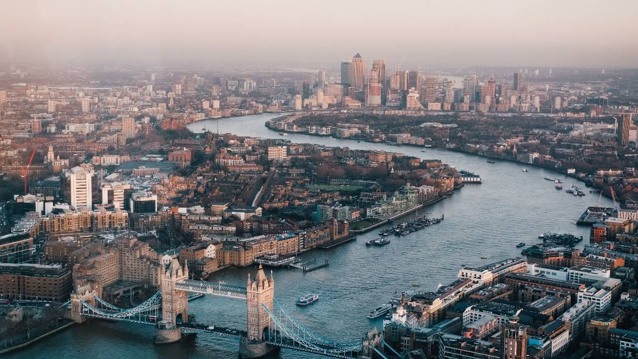 drone picture of london thames