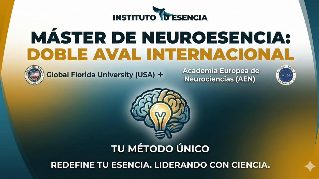 Banner del Máster de NeuroEsencia con doble aval internacional del Instituto Tu Esencia