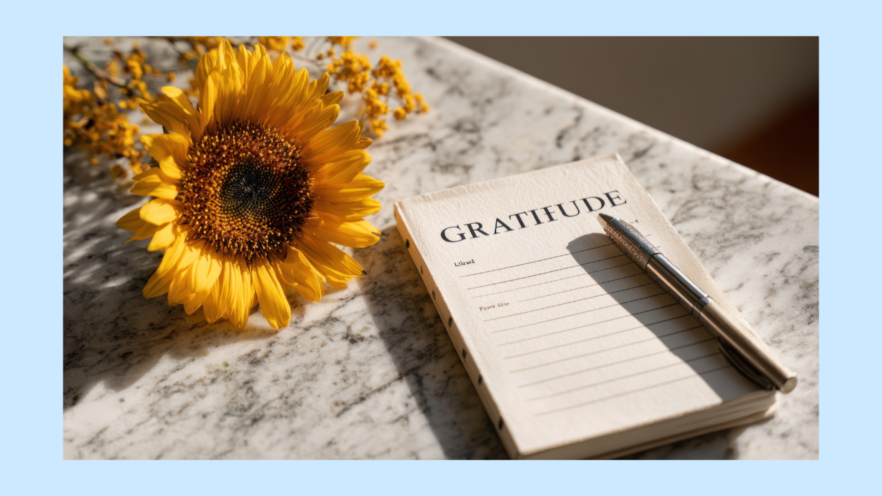 A notepad for writing a daily gratitude practice