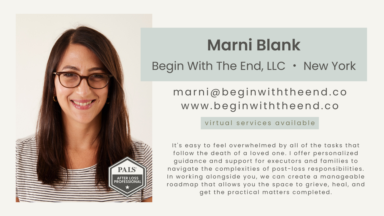 Marni Blank, Begin With The End LLC