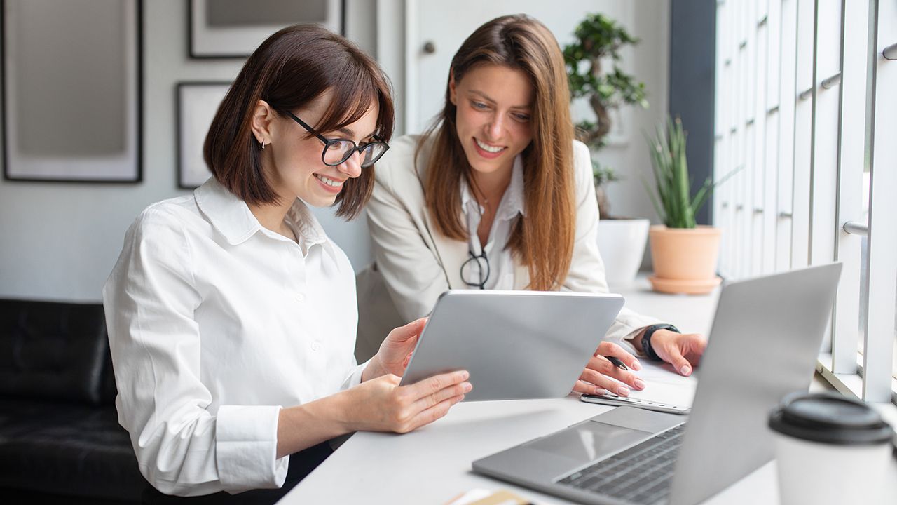 two professionals working on a project