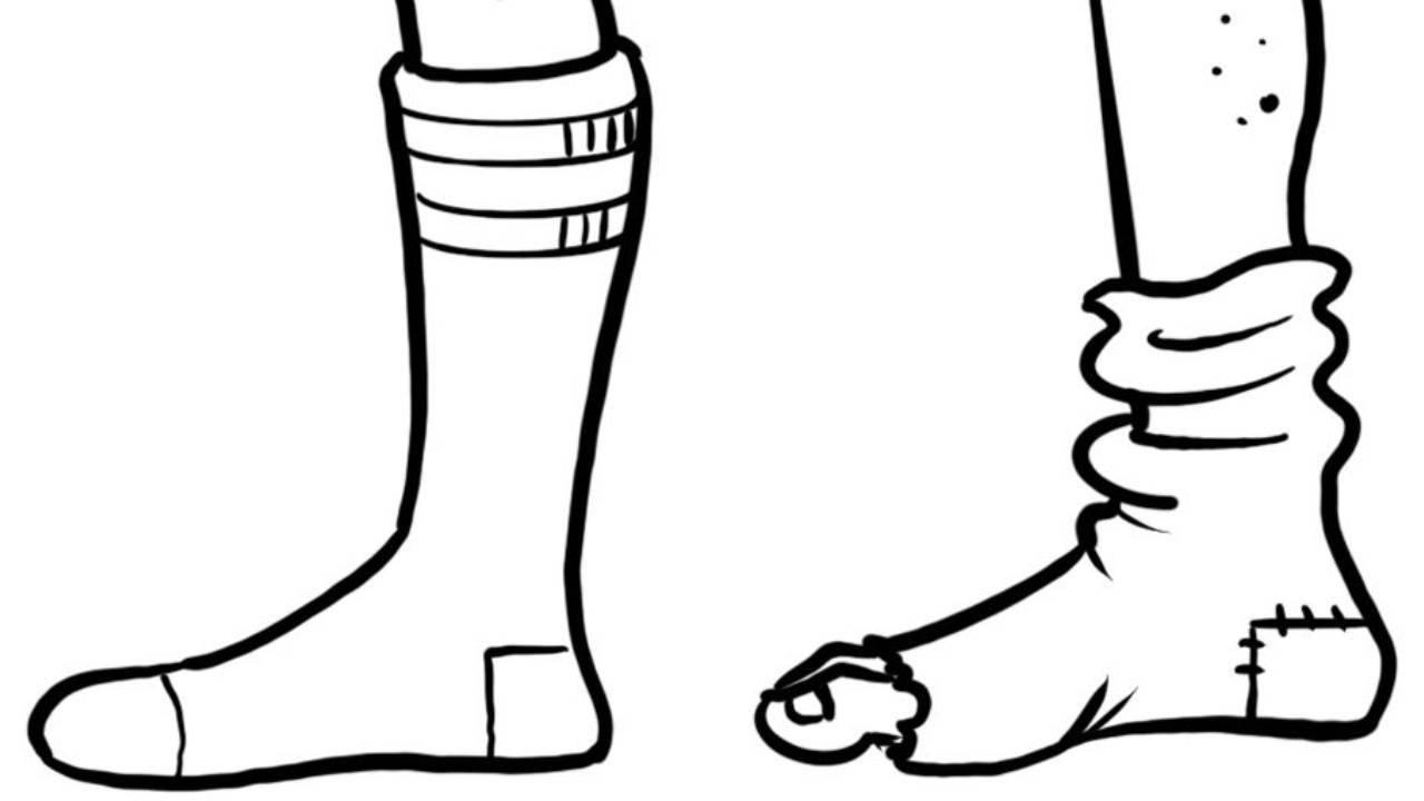 Neatly pulled up Socks and scrunched socks reflecting concept of doing things right the first time. Based on Coach Wooden's meticulous attention to process for his new recruits.