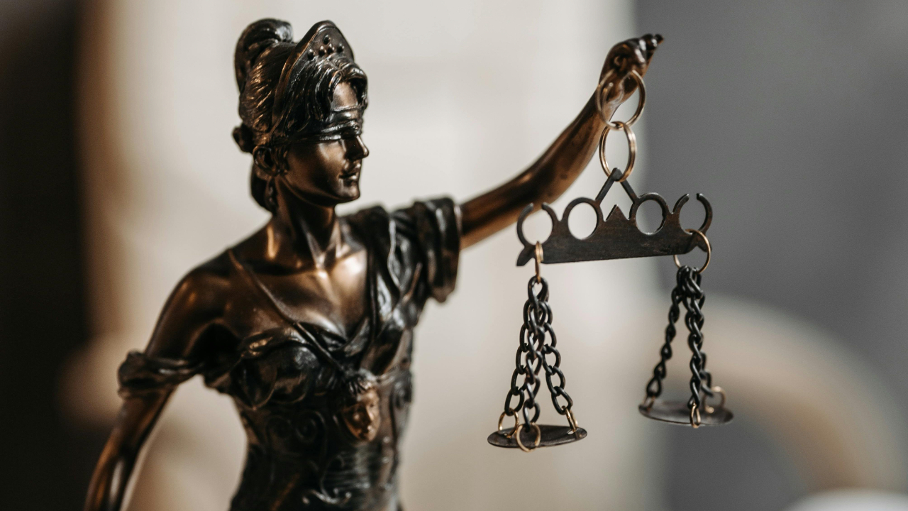 Bronze figurine of lady justice