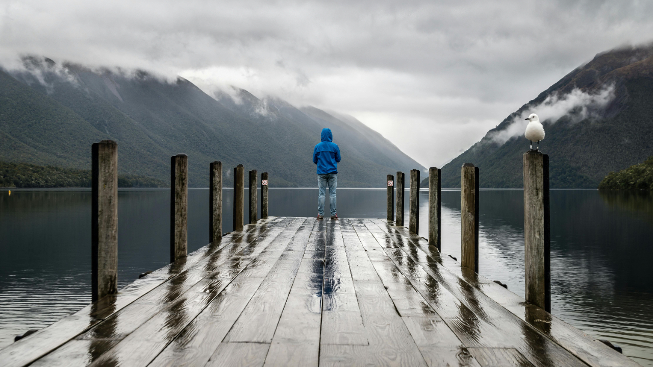 Person at the end of a dock