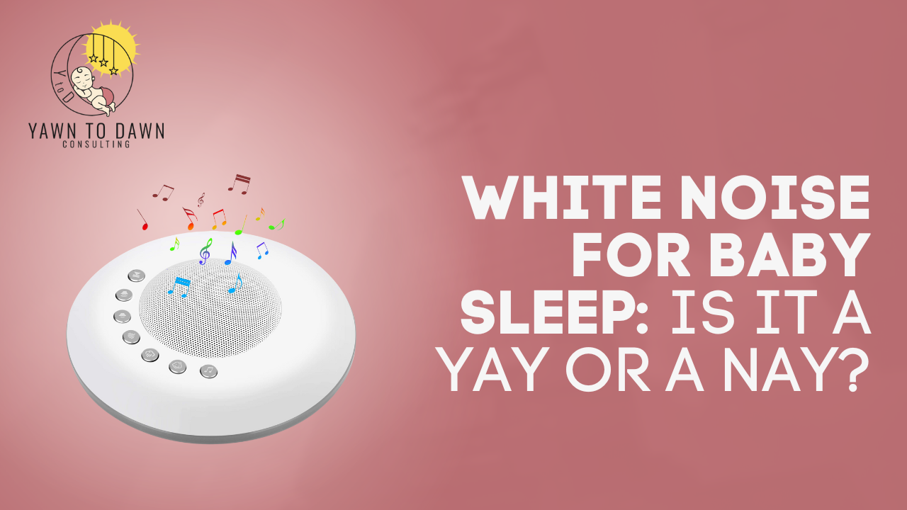 White noise machine placed safely at a distance across the room while a baby sleeps peacefully in the crib