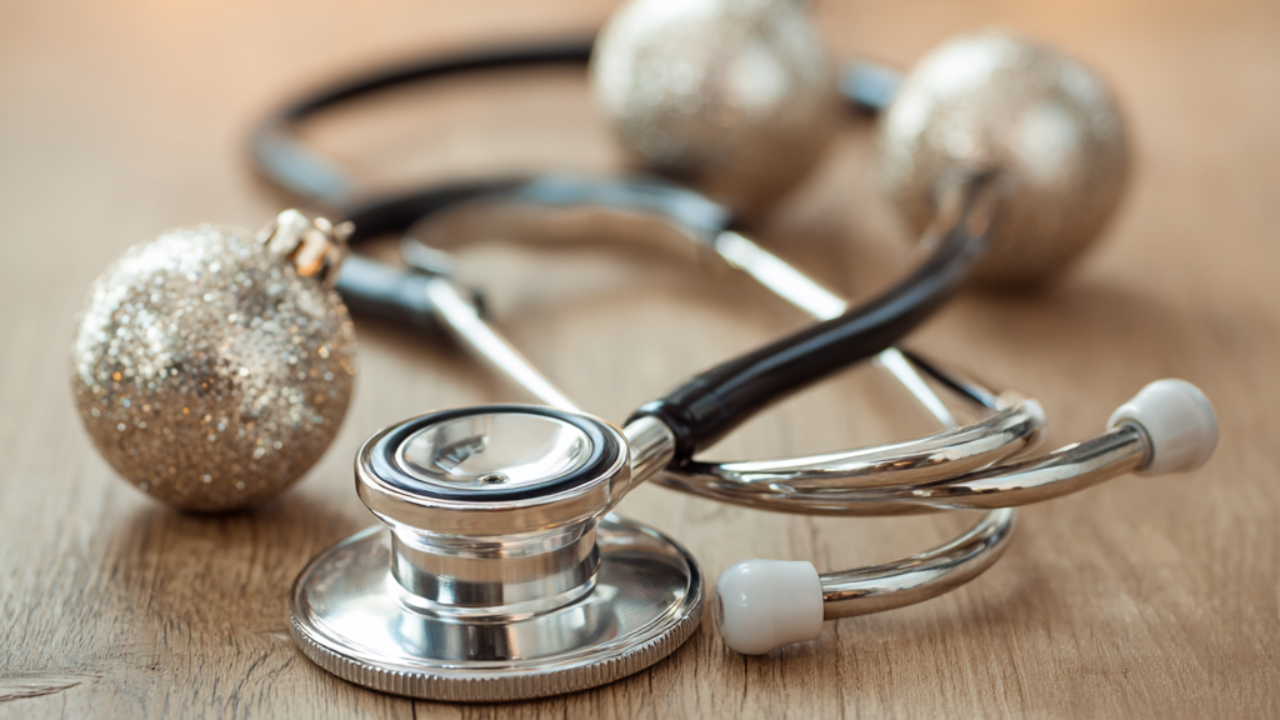 holiday ornaments with stethoscope