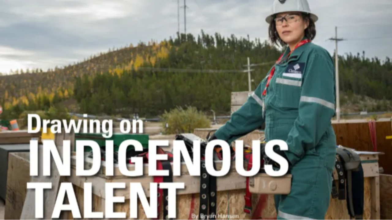 Indigenous woman in safety gear on-site at northern worksite. Photo credit: Cameco