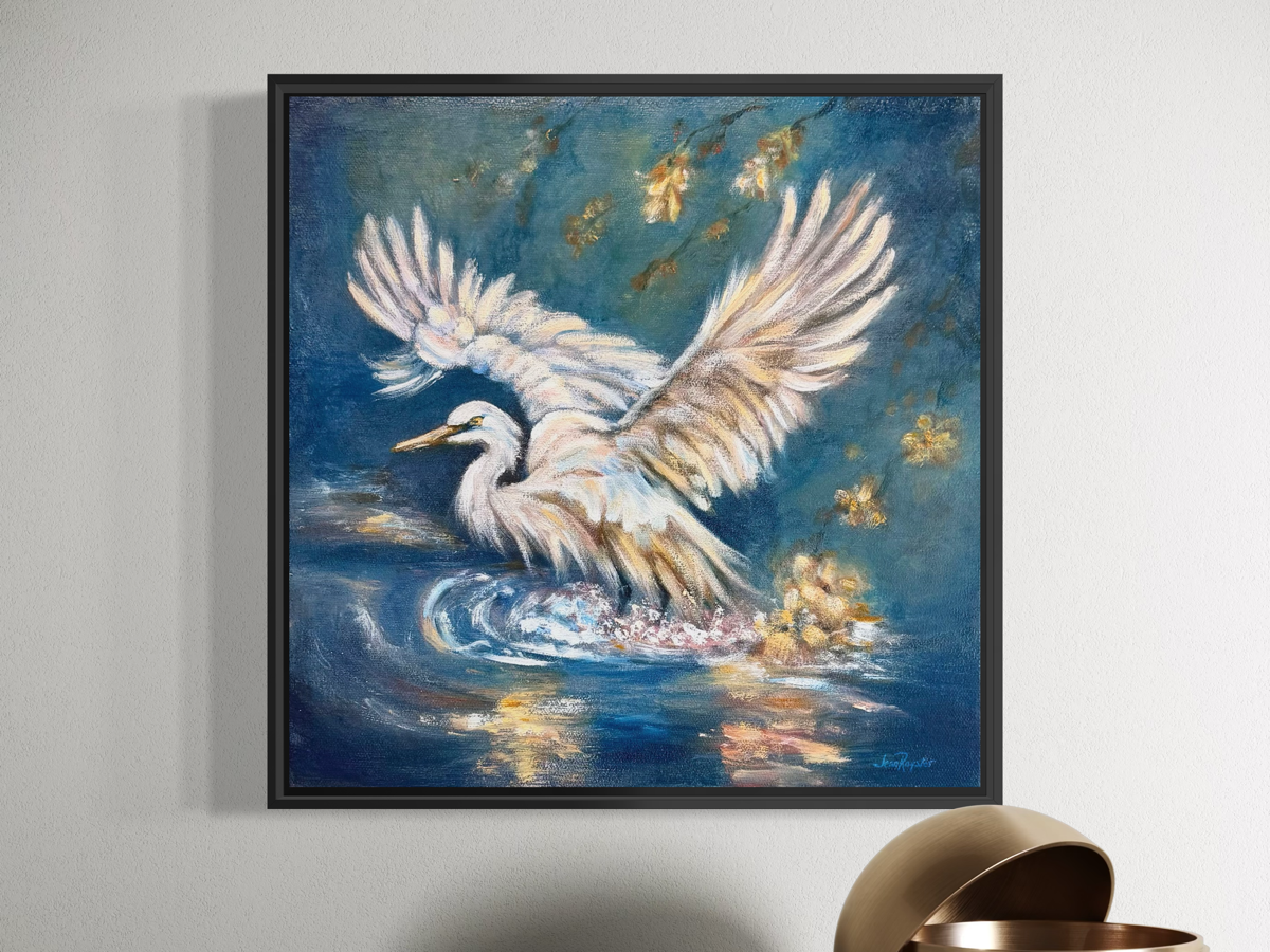 Wings of Quiet Resolve | Great White Egret Original Oil Painting | by Jenn Royster
