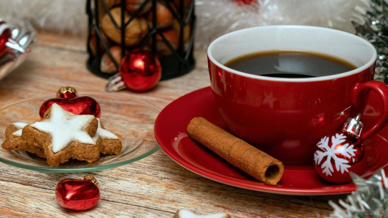 holiday cookies and mug of coffee